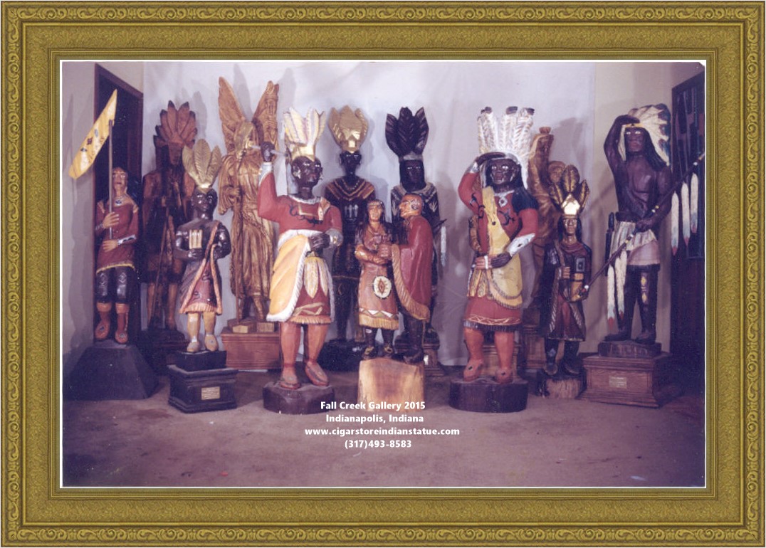 cigar store indian wood statue figures in group